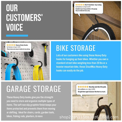 Bicycle Hanger Hooks Wall Mounted Screw-in Storage Hook Set Heavy Duty Hooks  For Garage Garden Tool