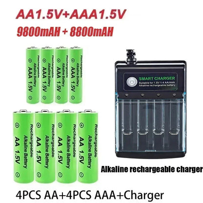 Original Rechargeable Battery 1.5V AA 9800mAh+AAA 8800mAh+Charger for Computer Clock Radio Video Game Digital Camera AA AAA