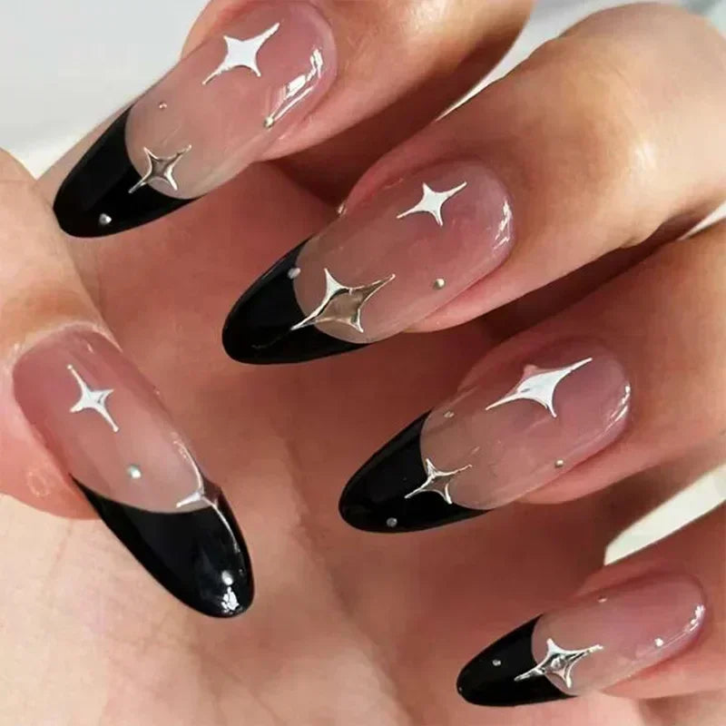 24pcs/Box Long Coffin False Nails Art Rose with Glue Wearable Nude Pink White Color Jelly Nails Tips Full Cover Press on Nails