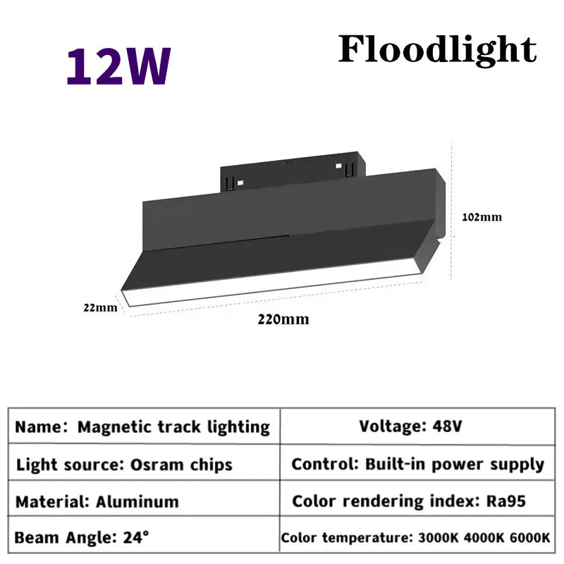 Magnetic Track Light Grille Flood Lamp Modern Embedded Flexible Linear Fixture LED Spotlight DC48V Ceiling Indoor Living