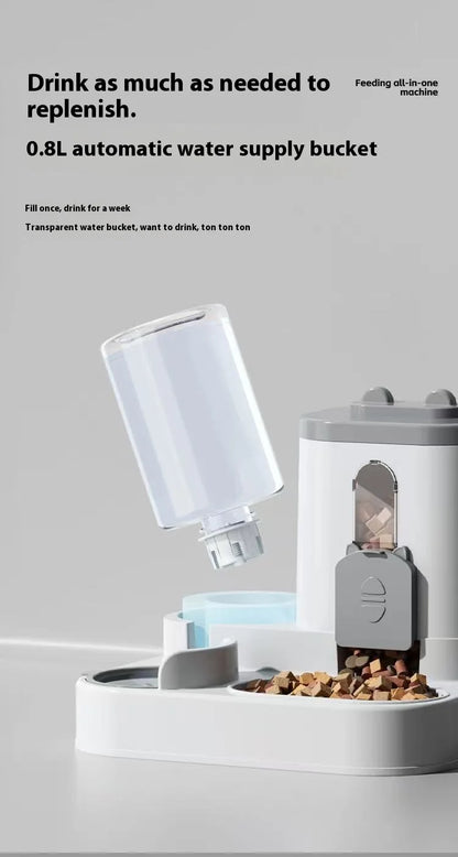 Automatic Feeder with Spill Proof Design with Water Fountain Pet Food Dispenser for Small Medium Large Cats Dogs