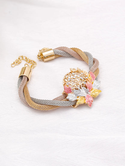 Women Multicolour Jewelry Set 18K Gold Plated Necklace Set Wedding Bridal Fashion Tassels Necklace Earrings Ring Gift