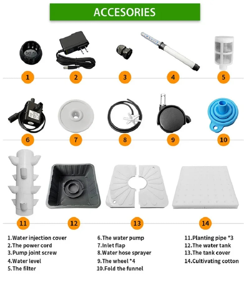 Hidroponia Garden Vertical Tower 14 Layer 70 Holes Torre Idroponica Verticale Hydroponics Growing System