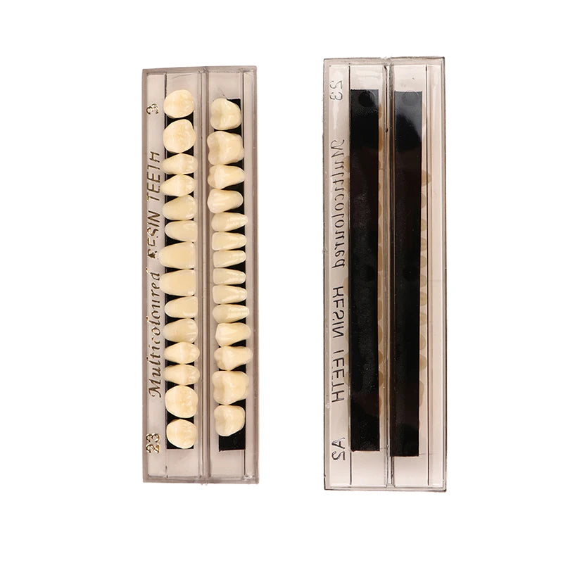 28 Teeth/set Resin Denture Teeth 3d Shade Guide Color Comparator Mirror Dentistry Cold Light Teeth White Bleaching Dental Plate
