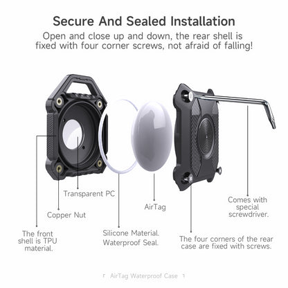 Waterproof Airtag Keychain Holder Case,Screw Full Cover Compatible with Apple AirTag Tracker Key Ring