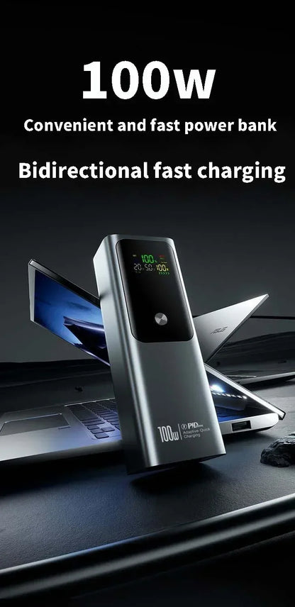 New PD100W Fast Charging Power Bank 20000mAh High Capacity Portable Charger External Spare Battery Laptop Powerbank for IPhone