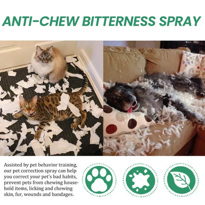 No Chew Spray Alcohol Free Dog Anti Chew Spray Non-Toxic Cats Dogs Anti-Chew Bitter Spray No Smell for Prevent Dogs Pets Chewing
