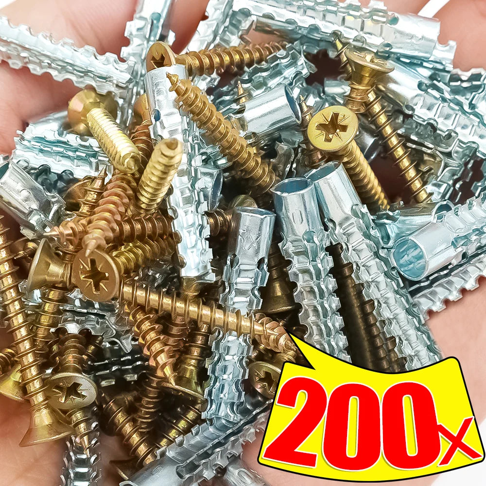 Serrated Steel Wall Anchors Metal Expansion Tube Pipe Self Tapping Screw Drilling Plug for Concrete Wall Fasteners Bolt Anchors