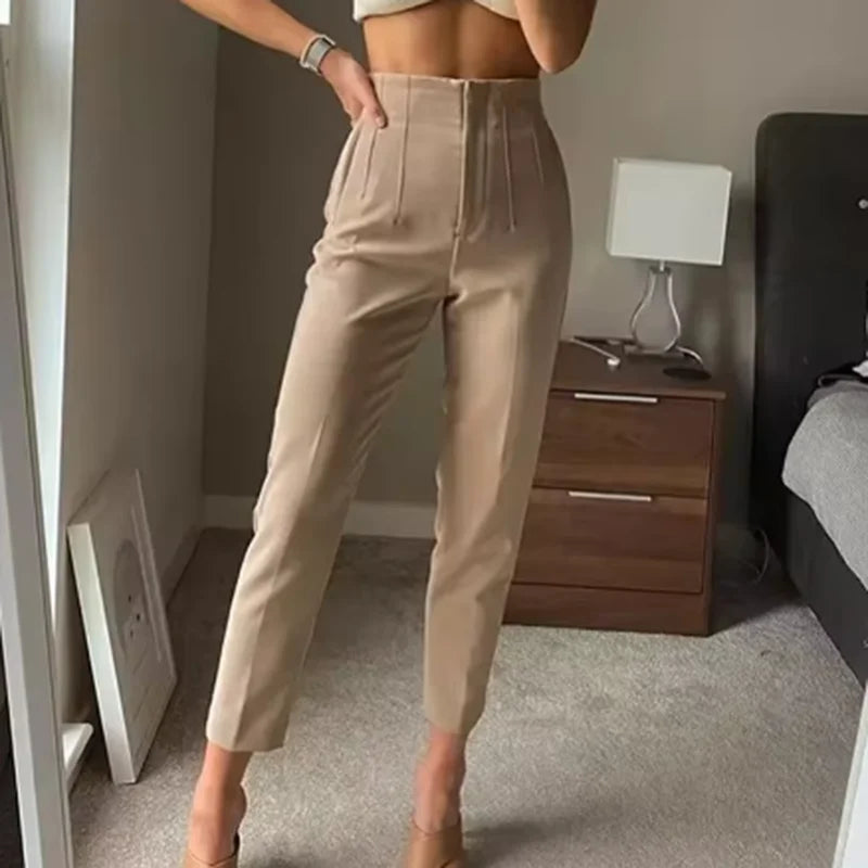 C.New S Wear High waist Pants for Women Formal Pants Office outfits Pencil Trousers Fashion Office Black Apricot Ladies Pants