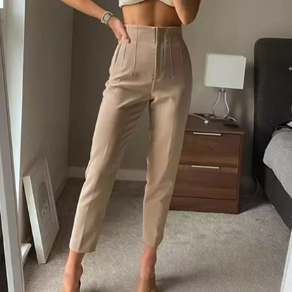 C.New S Wear High waist Pants for Women Formal Pants Office outfits Pencil Trousers Fashion Office Black Apricot Ladies Pants