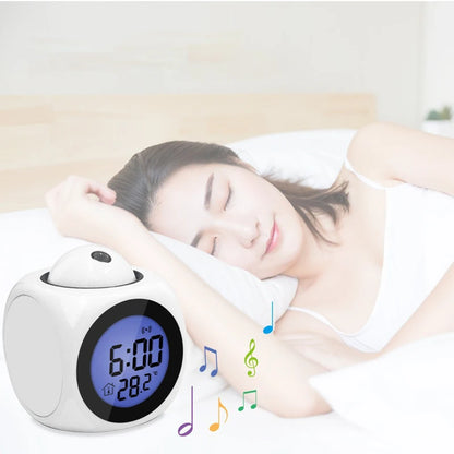 Multi-function Projection Chime Clock LED Light Projection Alarm Clock Voice Chime Clock Projection Clock