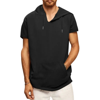 2024 Amazon New Men's Athleisure European and American Hooded Loose Short Sleeves