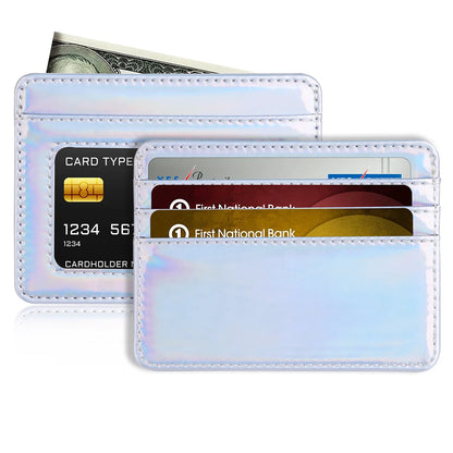 RFID Blocking Credit Card Holder Wallet for Women Men, Slim Minimalist Front Pocket Wallet with Laser Colors