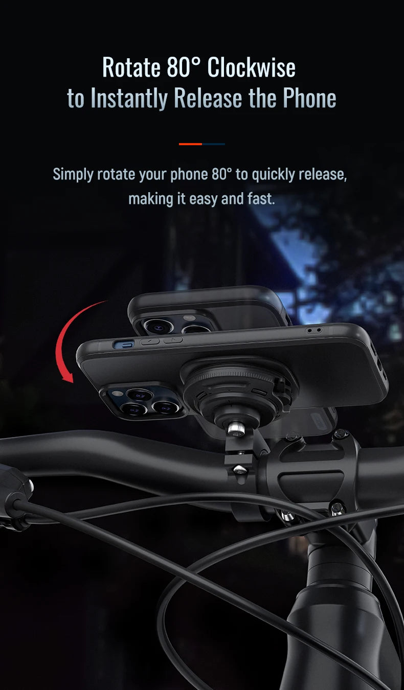 Magnetic Bike & Motorcycle Phone Mount - Universal Smartphone Holder with GPS Support, Secure Magnetic Attachment for Cycling