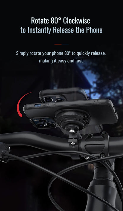Magnetic Bike & Motorcycle Phone Mount - Universal Smartphone Holder with GPS Support, Secure Magnetic Attachment for Cycling