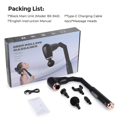 Portable Fascia Gun Full Body Muscle Relaxation Massage Gun with Extended Handle U-Shaped Home Hammer Massager For Back Shoulder