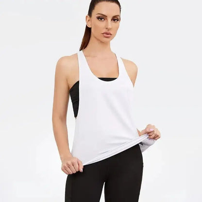 Women's Sports Smock Fitness Sports Vest T-shaped Quick Drying Slim Sleeveless Running Sports Vest
