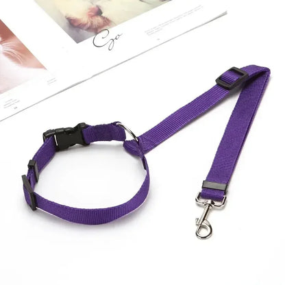 Nylon Safety Belt for Dogs Solid Color Two-in-one Pet Car Seat Belt Leash Adjustable Dog Harness Collar Products Pet Accessories