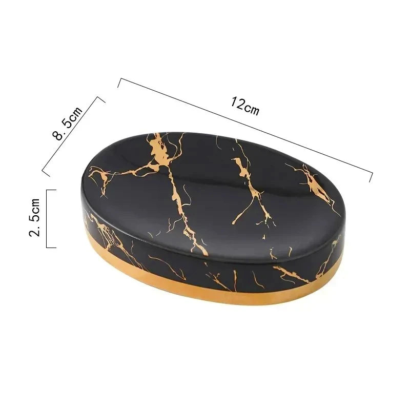 Soap Dish, Marble Look Bar Soap Holder Soap Sponge Tray Soap Case Box Saver for Bathroom Shower Kitchen Sink-  Marble Look