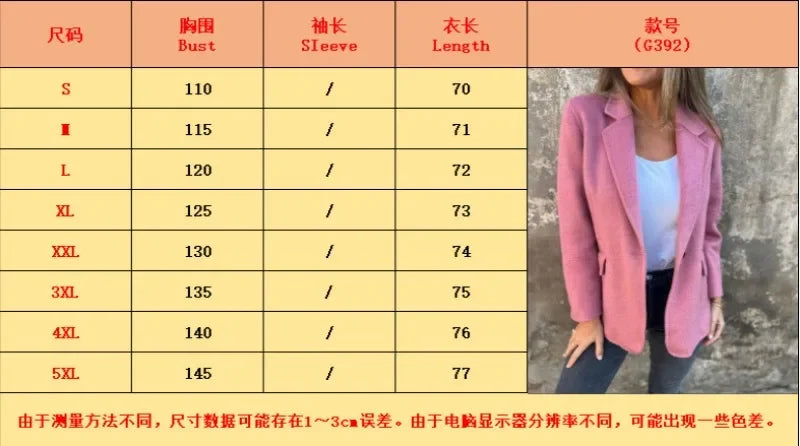 Office Lady New Elegant Chic Jacket Long Sleeve Lapel Button Loose Outwear Tweed Jacket 2025 Autumn Winter Women Woolen Coat