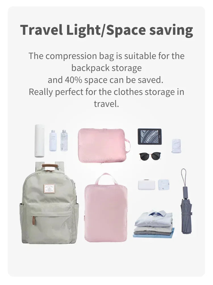 1pc Portable Travel Compression Packing Cubes Suitcase Clothes Organizers Waterproof Luggage Cases Drawer Large Capacity Bags