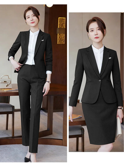 Ladies Office Work Wear Blazers Formal OL Styles Business Suits Pants and Jackets Coat Spring Autumn Professional Career Set