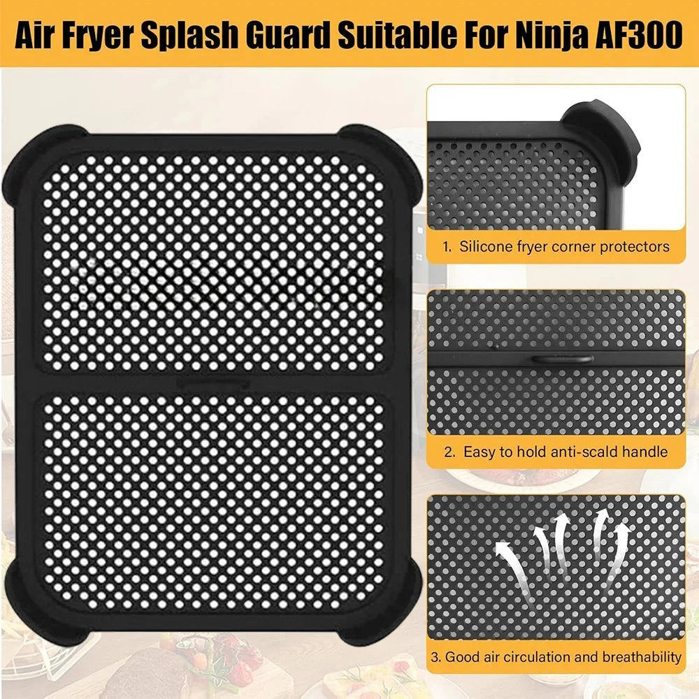 Air Fryer Splash Guard for Ninja AF300 Models Reusable Air Fryer Liners  Silicone Air Fryer Splash Pad Shield Baking Accessories