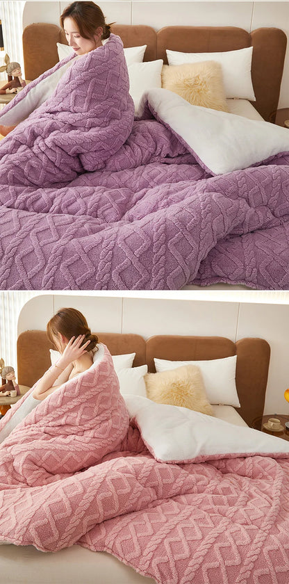 New Super Thick Winter Warm Blanket for Bed Artificial Lamb Cashmere Weighted Blankets Soft Comfortable Warmth Quilt Comforter