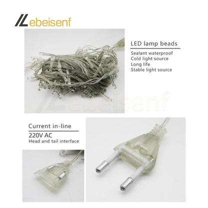 LED String Light 5/10M 50/100LEDs AC 220V EU Plug Indoor Outdoor Decor Wedding Party Christmas Tree Home Garden Patio Decoration