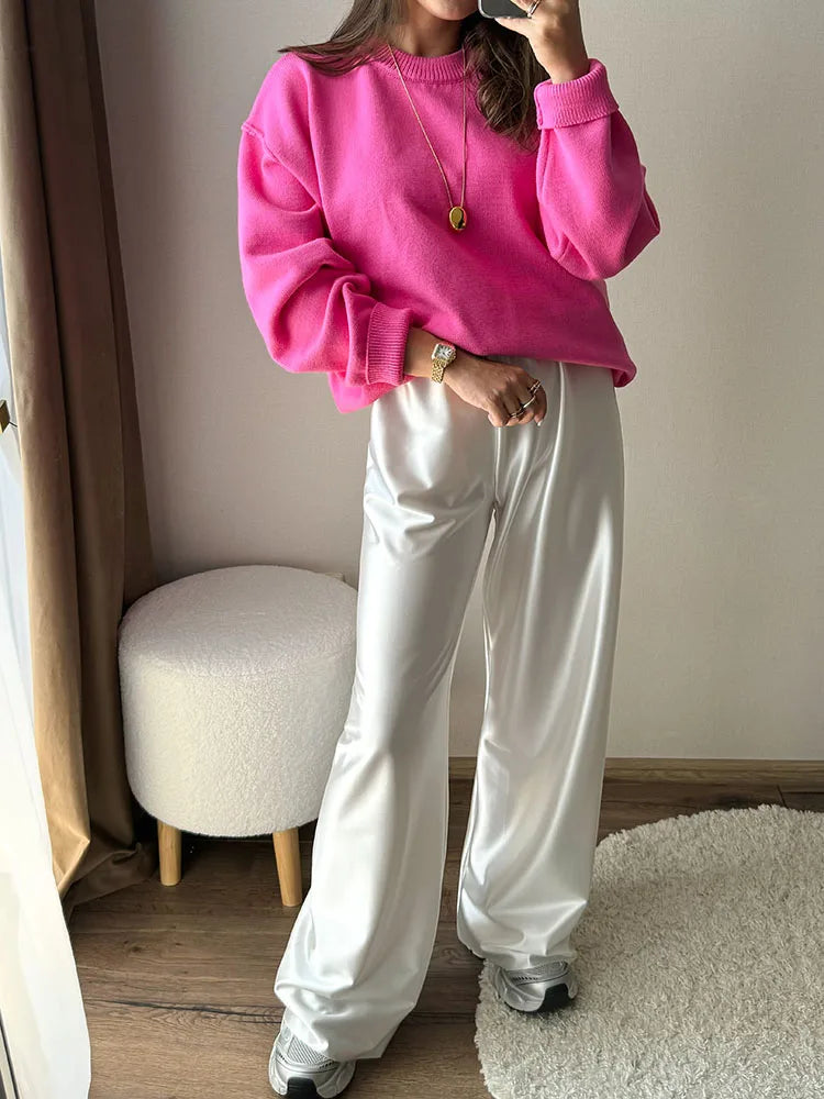 Blue Oversize Sweaters For Women Winter Thick Beige Pullover Woman Autumn Fashion Loose O Neck Ladies Sweaters Jumpers Women