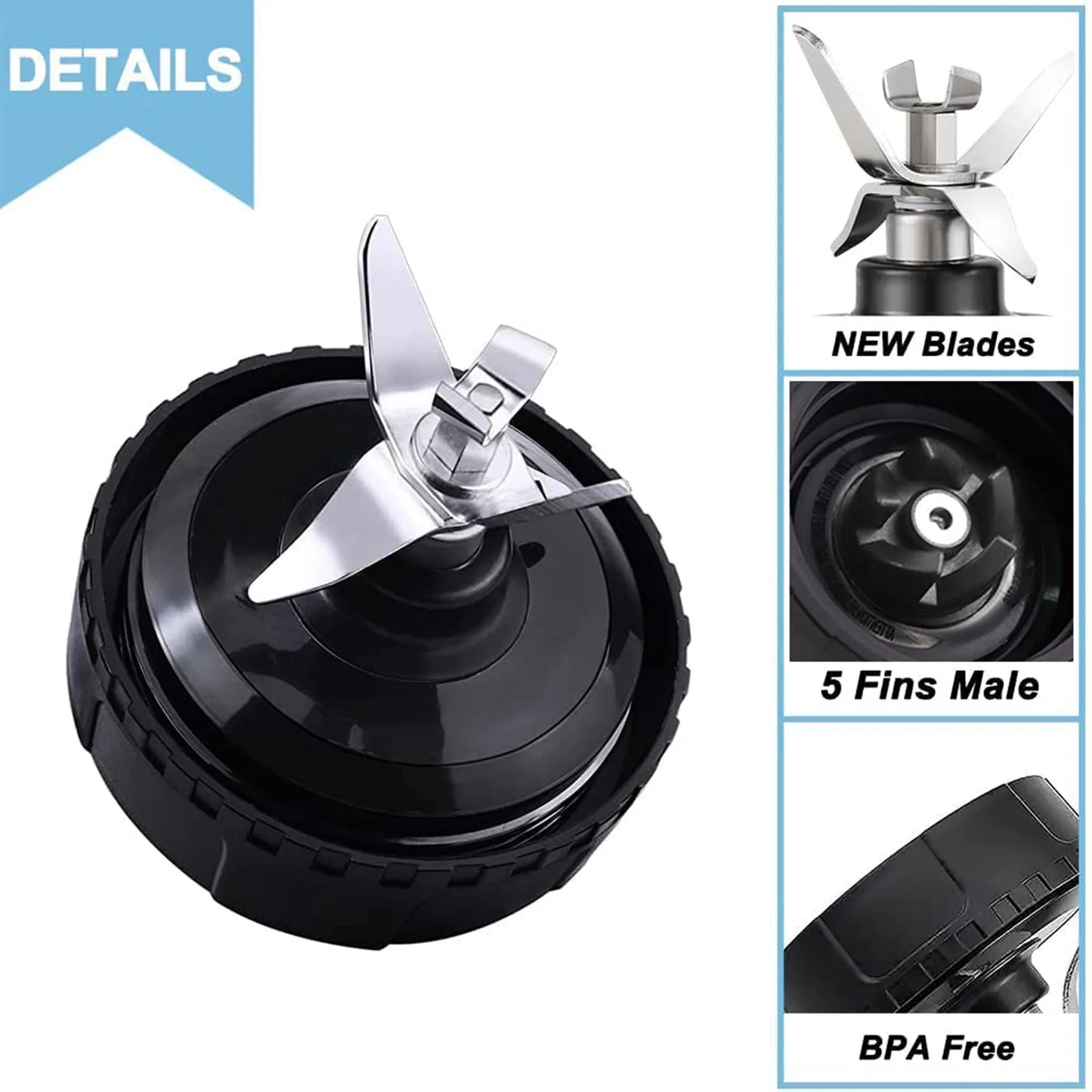 5 Fins Blender Blade for Blender QB3000, QB3000SSW-30, QB3000QR-30, QB3001SS-30, QB3000QBK, QB3004, QB3005-A07G