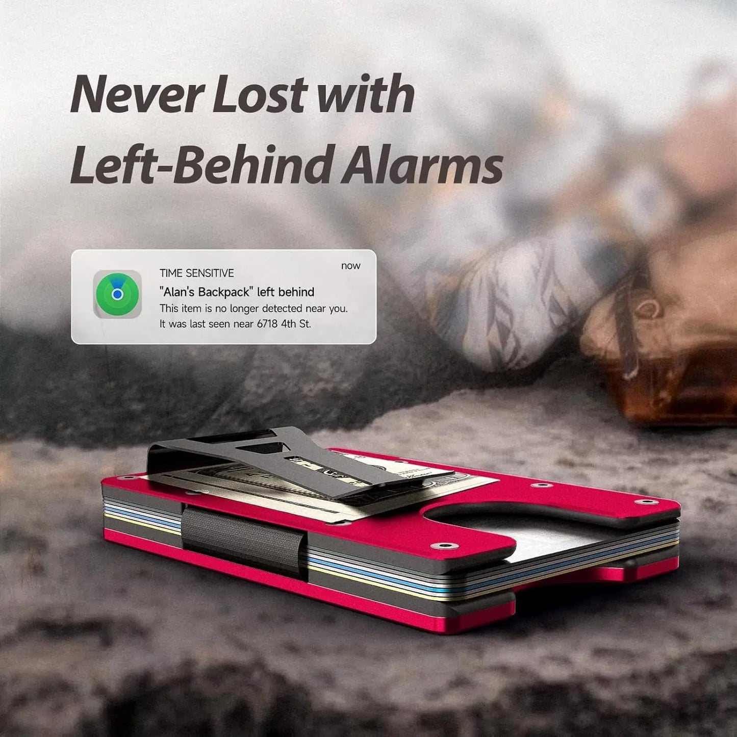 RFID Blocking Credit Card Holder, Slim Wallet For Men, Compatible with Find My iOS Only, Detachable Money Clip