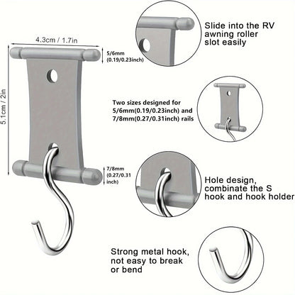 4/8Pcs S-Shaped Camping Awning Hooks Clips RV Tent Hangers Light Hangers For Caravan Camper Hooks Accessories Outdoor Supplies
