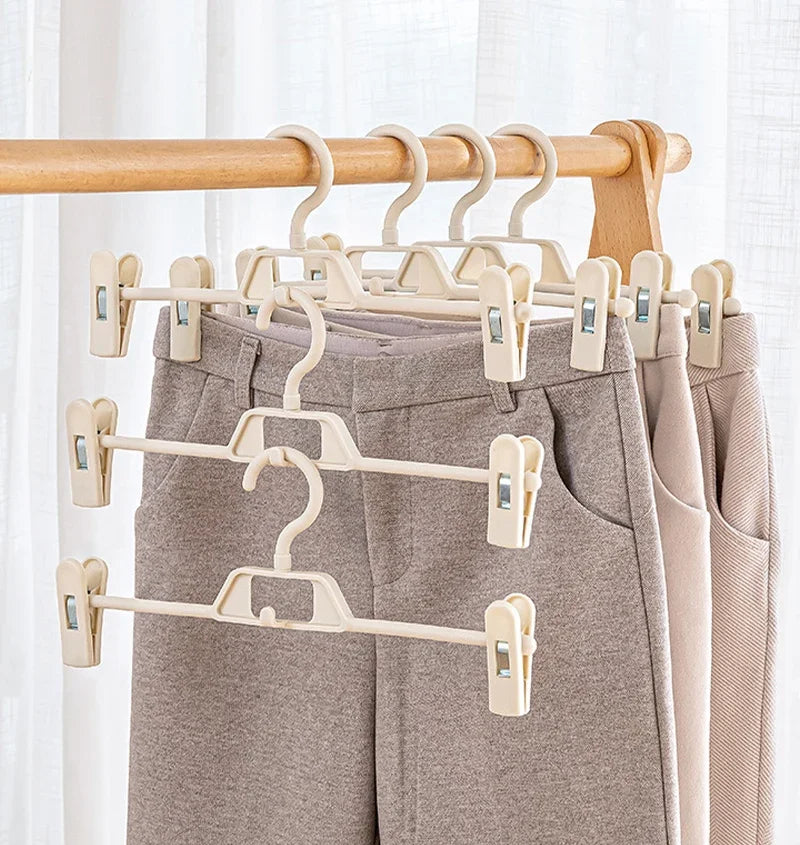 3/6Pcs Pants Skirts Non-slip Clips Hanger Wardrobe Attachable Clothes Organizer Household Space-saving Trousers Drying Racks