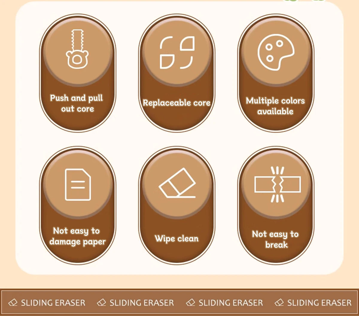 Kapibala push-pull eraser, suitable for drawing and design, office culture and educational supplies