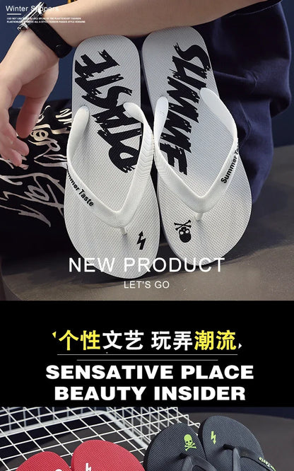 Flip-flops Men's Summer New Soft Sole Non-slip Flip-flops Youth Leisure Beach Sandals Sandalias De Fiesta Elegantes