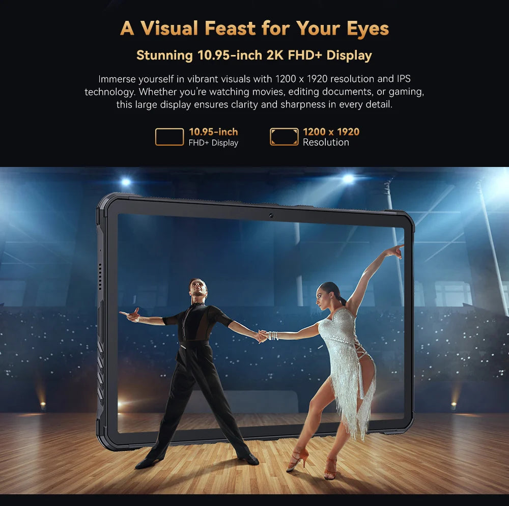 Cubot Tab KingKong 2, Rugged Tablet Android 14, Helio G99, 20400mAh Battery,16GB RAM+256GB ROM, IP68 Waterproof, 10.95" Screen