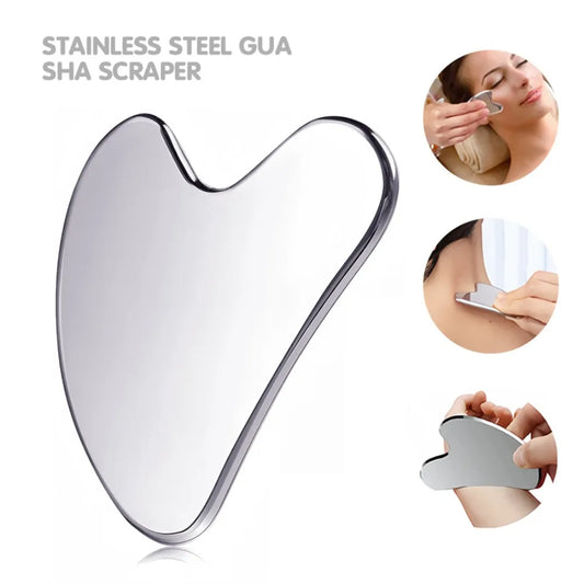 Facial Gua Sha Massager Tool - 1Pcs Stainless Steel Scraper for Face, Neck & Body Skin Care Guasha Therapy