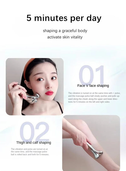 4D Roller Facial Massager EMS Face Lift Device V-Face Slimmer Skin Tightening Double Chin Remover Eye Care Vibration Massager