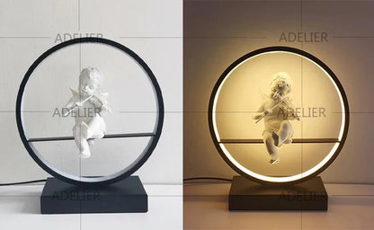 LED Angel table lamps bedroom bedside decorative lamp married couple romantic warm desk lamp