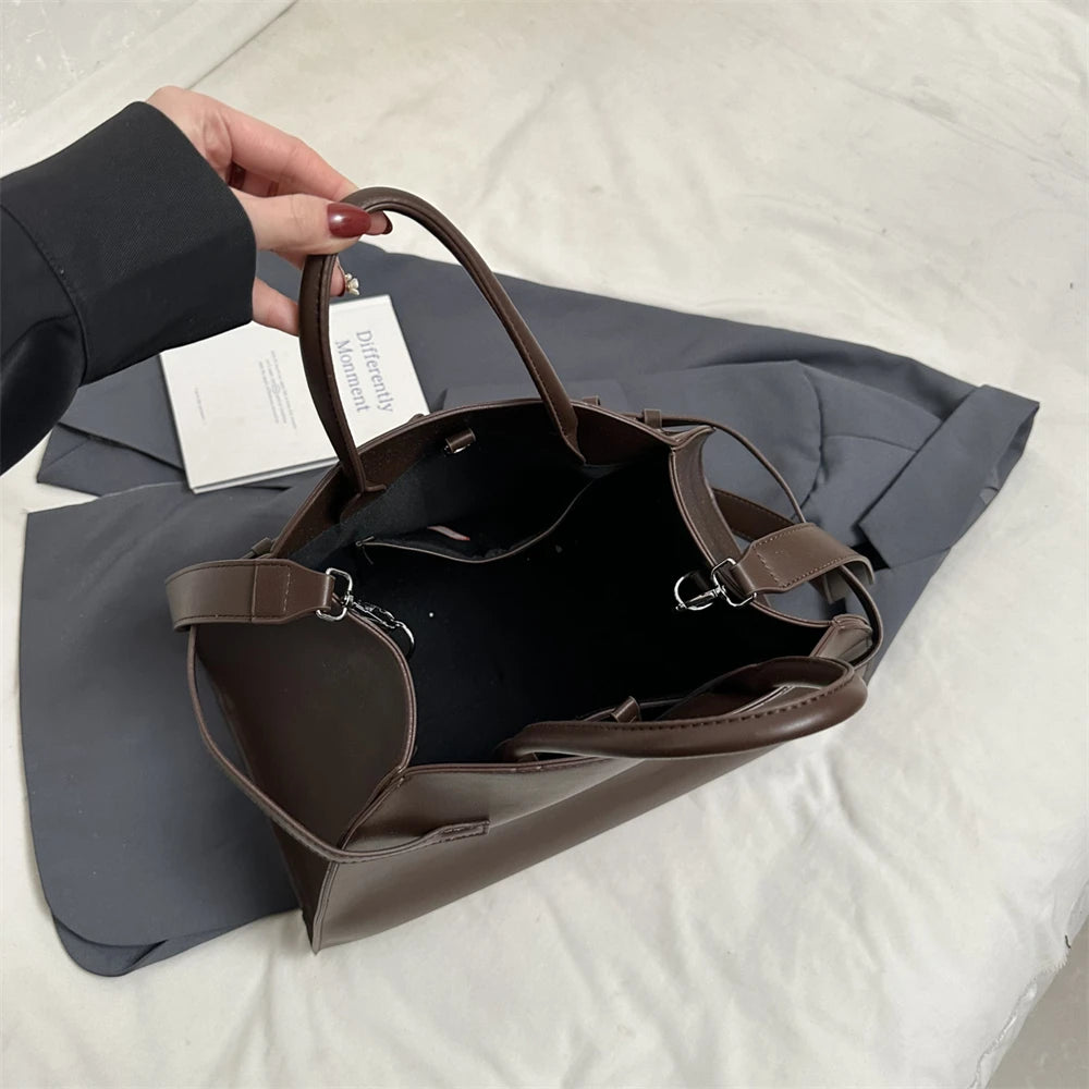 Stylish Big Top-handle Bags For Women Belt Pure Color Large Capacity Shopper Shoulder Totes 2025 Latest Luxury Designer Handbags