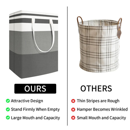 Large Laundry Baskets Waterproof Freestanding Laundry Hamper Collapsible Tall Clothes Hamper with Extended Handles for Clothes