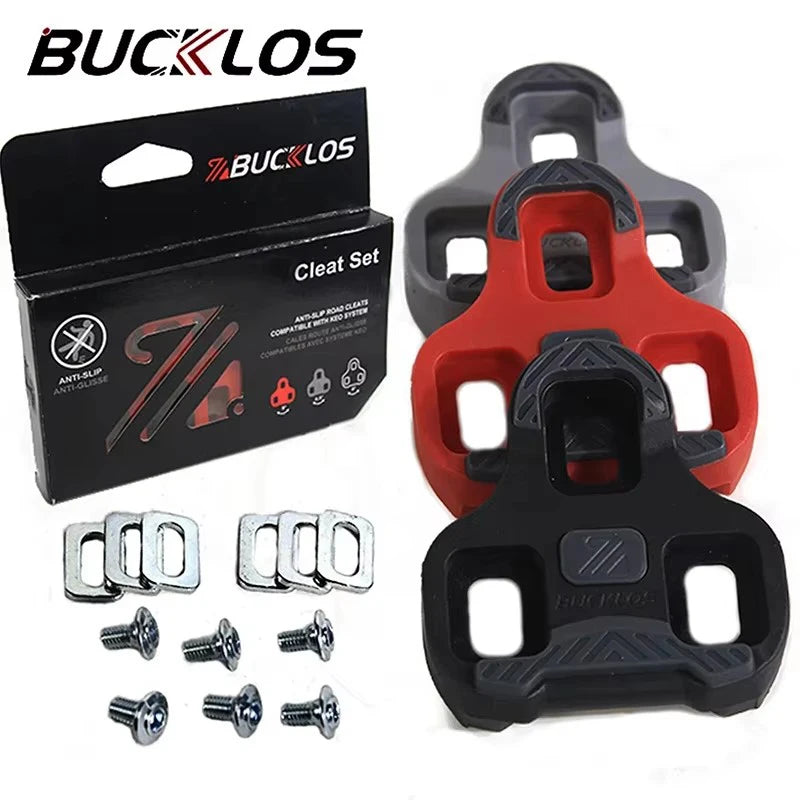 BUCKLOS for LOOK Keo Cleats Float Road Cycling Shoes Pedal Cleats for Look Keo Bike Self Locking Pedal Plate 4.5/9 Degree 1/2pc