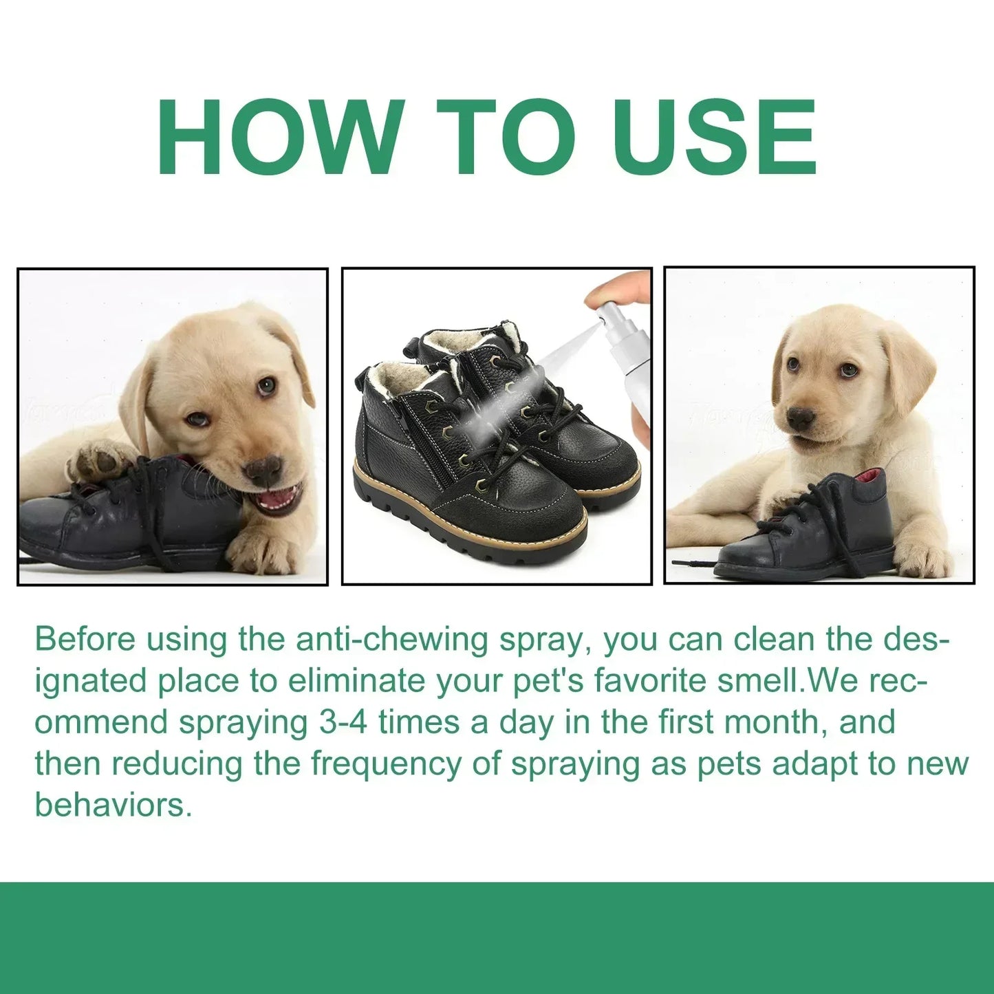 No Chew Spray Alcohol Free Dog Anti Chew Spray Non-Toxic Cats Dogs Anti-Chew Bitter Spray No Smell for Prevent Dogs Pets Chewing