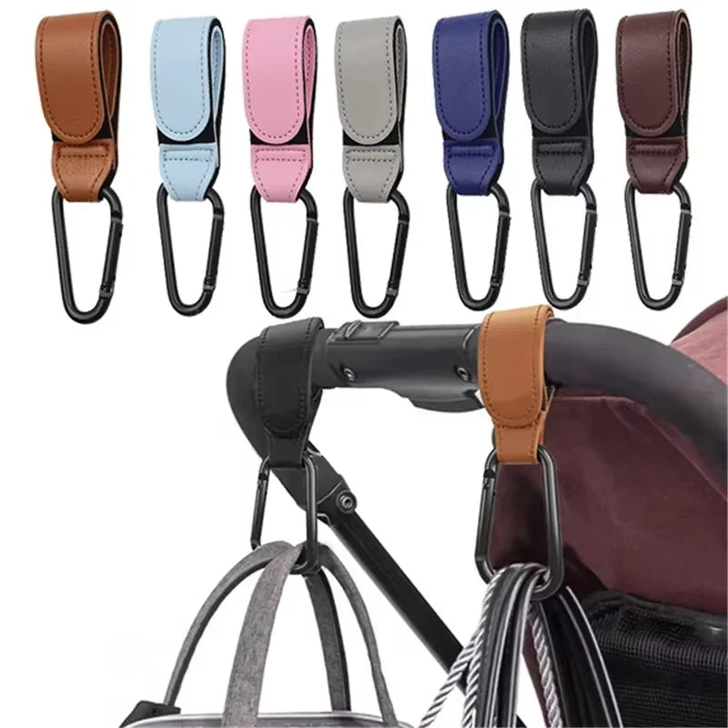 Leather Shopping Cart Hooks Trolley Hooks PU Adjustable Stroller Hooks Motorcycle Hooks Accessories