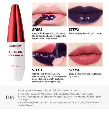 3 Colors Waterproof Lip Stain Color Peel-Off, Not Easy to transfer&Non-stick cup