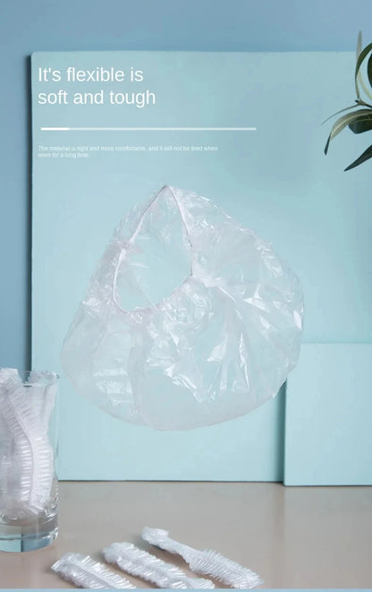 Women's Disposable Shower Cap, Plastic Waterproof Head Cover, Pink Spa Salon, Hotel Hair Dye, Elastic Hair Cap, 100 Pieces/set