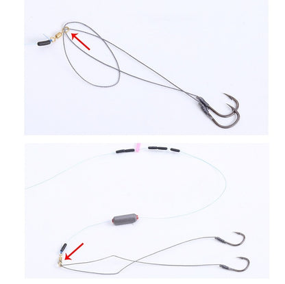 5Pack/50 Hooks Fishs Tool Tied Good Strong Horse Line Double Hook Pair Hook Fishs Hooks Fishing Gear Accessories Sub-line Hooks