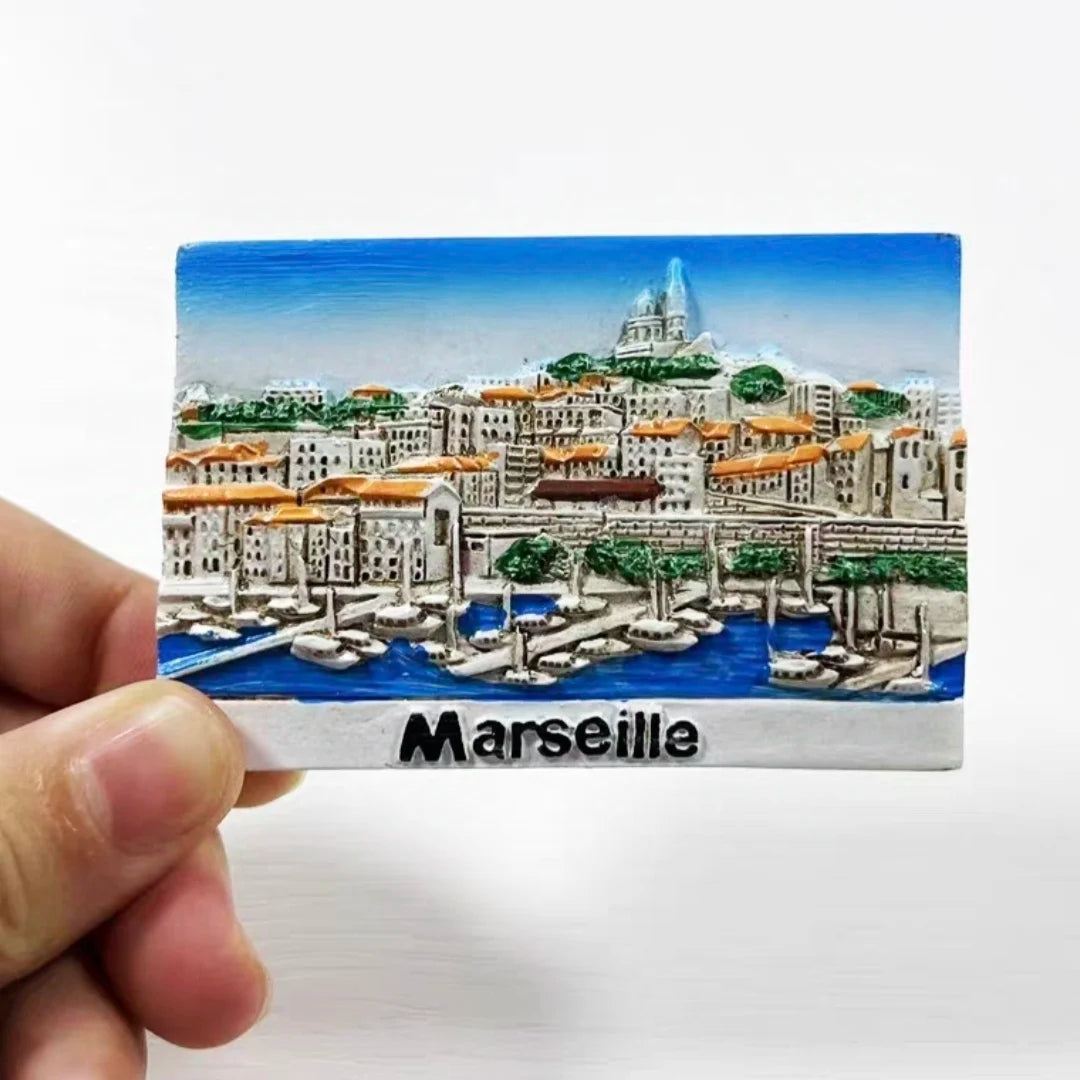 Europe France Lyon Strasbourg Marseille Resin 3D Fridge Magnets Tourism Souvenir Refrigerator Sticker