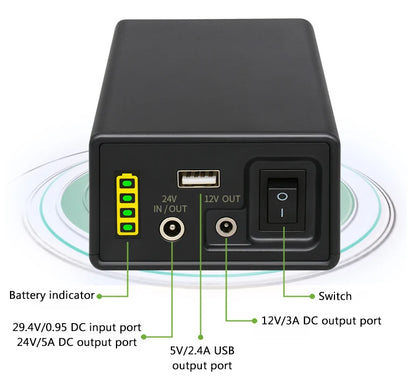 12V Power Bank 24V 18650  Rechargeable Lithium Battery 5V 24V Power Bank Auxiliary 44800Mah Power Bank 12V Mobile Power Supply